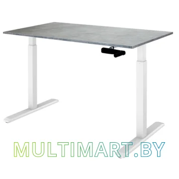 Стол для работы стоя ErgoSmart Manual Desk 1380x800x18 мм (бетон чикаго светло-серый/белый)